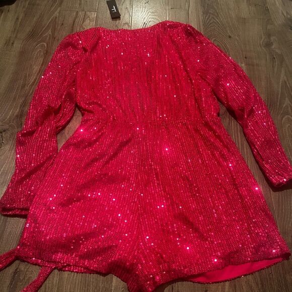 Glamorous LuLus Hot Pink Sequin Faux-Wrap Romper- NWT - Picture 12 of 15